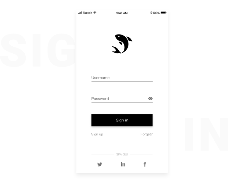 Sign In animation black brief fish gif interactive design log in simplicity ui ux white