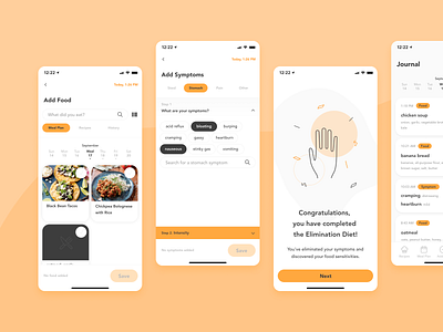 Eliminate - Gut Health App app design diet figma food health ios journal mobile ui uidesign uiux uxdesign