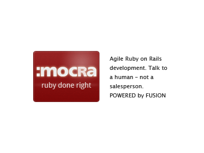 Mocra; ruby done right ad fusion mocra red ruby ruby on rails