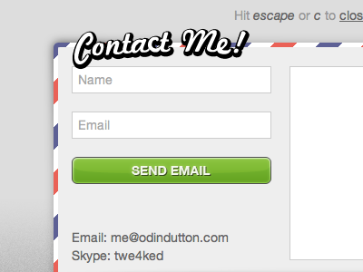 Contact Me! contact contact form email form get in touch jquery mail portfolio slide