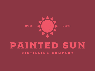 Painted Sun II art brand distillery illustration logo mark red sun texture vector