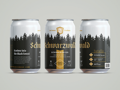 Schwarzwald beer black can craft design forest german illustration label vector