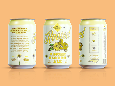 Rooted Beer Can Design aiga art beer beer can branding can charlotte ginger illustration lemon lines rooted rough texture vector yellow
