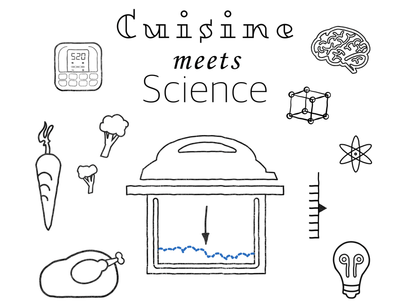 Cuisine Meets Science | Pressure Cooker cooking food icons illustration line art science