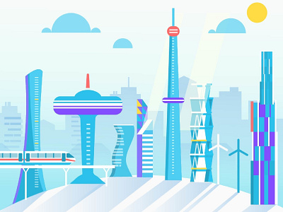 Smart City Illustration app architectural building buildings city design future illustration intelligent ui