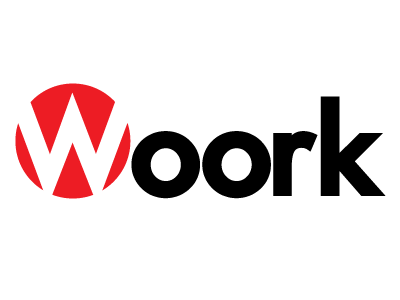 Woork black logo red