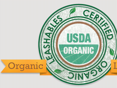 Organic badge certified ribbon texture usda