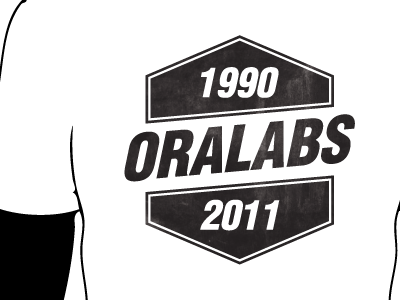 OraLabs company t-shirt 2011 badge black picnic shape t shirt