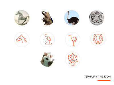 Simplify the icon elephant horse ostrich the netherlands the tiger