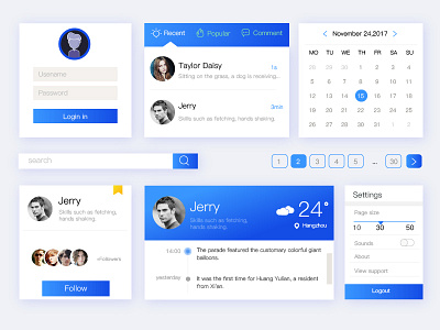 UI kit calendar dynamic home page landing pages news search set