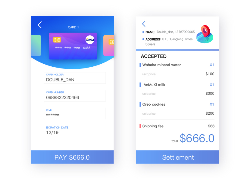 Payment interface by Doubledan on Dribbble