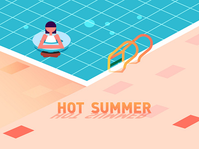 Hot summer beauty floor. summer hot swim ring swimming pool water
