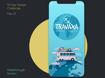 Travel App Design- Walk through Scene app branding design icon illustration logo ui ux vector web