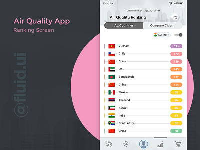 Air Quality App- Ranking Screen air app aqi design dribbble flat icon index minimal pollution ui ux