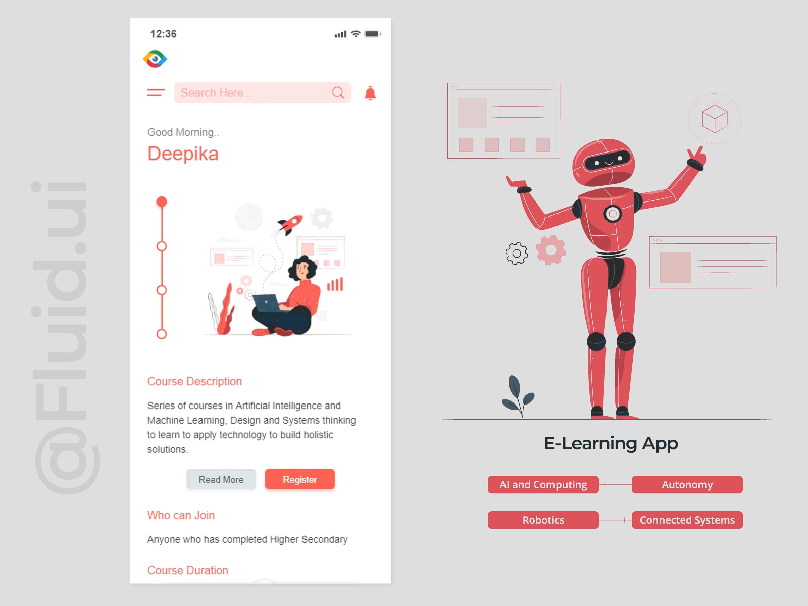 Ui App AI ai app design dribbble e learning education icon illustration machine learning minimal product design prototype red typography ui ux