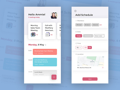 dribbble meeting schedule UI