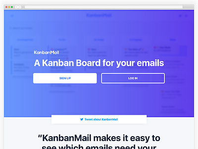 KanbanMail Landing Page app email emails kanban landing page saas ui web app web design website