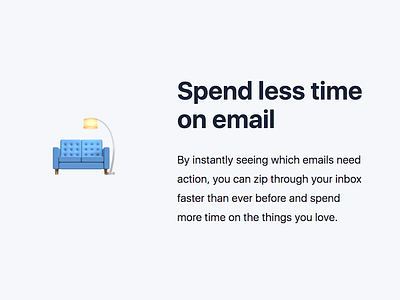 KanbanMail landing page section – “Spend less time on email”
