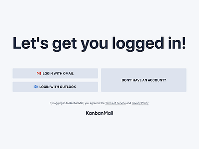 KanbanMail Web App – Login page app email emails kanban login saas ui web app