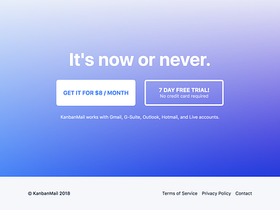 Final CTA on pricing page – KanbanMail buttons call to action cta footer landing page payment pricing page saas saas landing page section ui web design website