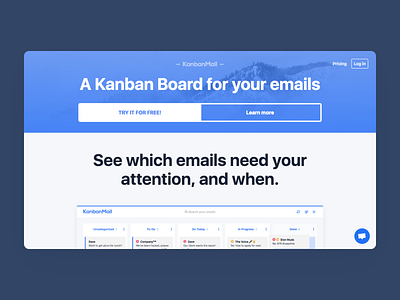 KanbanMail – New landing page (mockup) buttons call to action css cta email emails html kanban landing page saas web design website