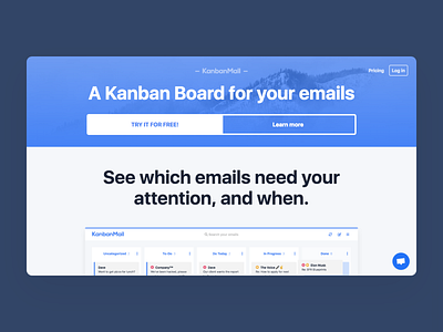 KanbanMail – New landing page (mockup)