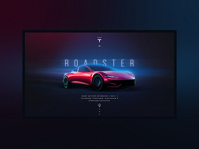Roadster - home car clean creative minimal neon roadster tesla ui ux website