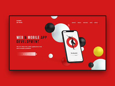 Caramel Software (Concept 1) app black clean creative design minimal red sphere ui uiux website