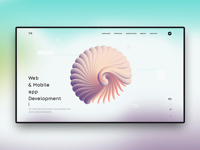 Caramel Software (Concept 3) 3d abstract blure clean creative design gradient minimal ui uiux website