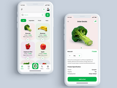 Grocery Buying app fruits grocery app illustration nuts ui uiux vegitable