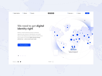 ID2020 Homepage Concept animation block chain blockchain clean id2020 identity interaction design loading page modern ui