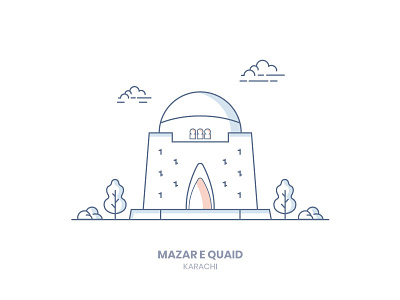 Mazar e Quaid building icon illustration karach line-art mazar e quaid