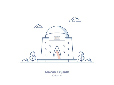 Mazar e Quaid building icon illustration karach line art mazar e quaid
