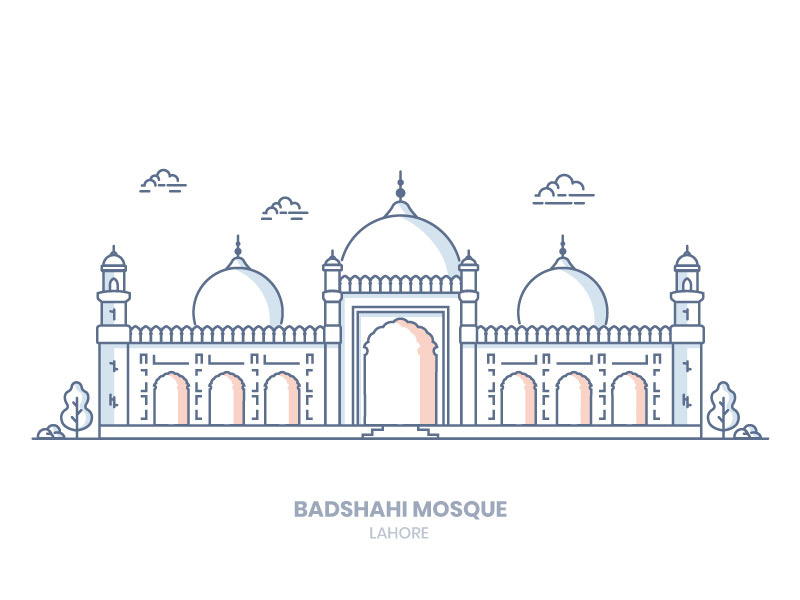 How To Draw Badshahi Mosque Step By Step Easy Badshah