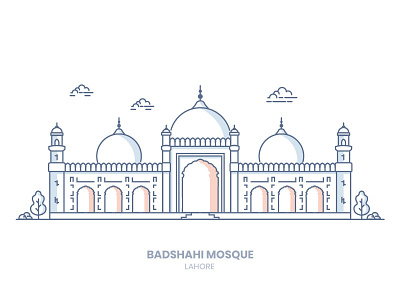 Badshahi Mosque badshahi mosque building illustration lahore line-art