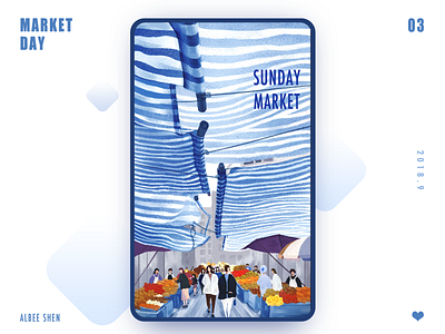 blue sunday market design illustration