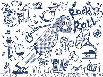 doodle music rocknroll design doodle music rock and roll