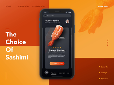 Sashimi UI movement add ae animation app cart food sashimi sushi switch ui ux