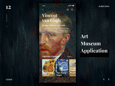 Van Gogh museum application ae animation applicaiton like museum parallax parallax scrolling scroll ui ux process van gogh