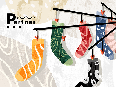Where is my partner? illustration sock socks texture