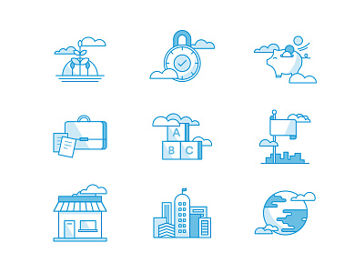 Monoweight Icons clouds icons illustration line monoweight