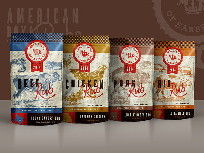 American Royal Rubs Packaging barbecue bbq beef chicken illustration letting packaging pork rib rub texture typography