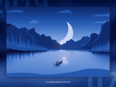 Shanshui Resort illustration lakes moon mountain night shanshui resort ui 插图