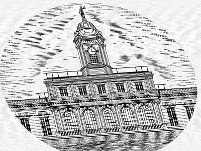 City Hall Illustration alcohol architecture beer beer branding beverage beverage packaging brew brewery building city city hall design illustration landmark logo monument pompano scratchboard vintage wine