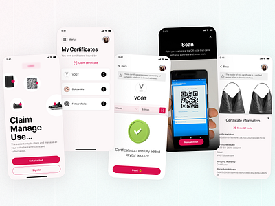 Digital certificates on the Blockchain blockchain blockchain platform certificates cryptocurrency digital certificates mobile app onboarding product details qr code scan sign in
