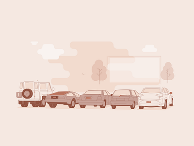 Autocines Buenos Aires autocine cars cinema delorean drive in drive in theater illustrator ilustracion vector