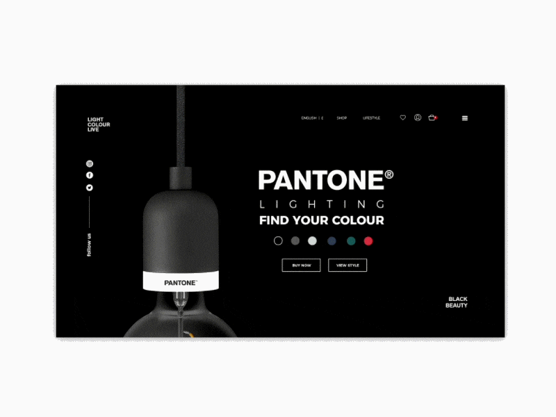 Pantone Lighting Website colours desktop gif pantone ui ux webdesign website