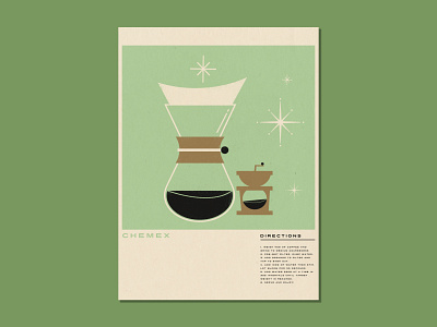 1950s Chemex Coffee Maker Poster 1950s 50s chemex coffee how to illustration illustrator mid century mid century photoshop poster pourover recipe retro vintage