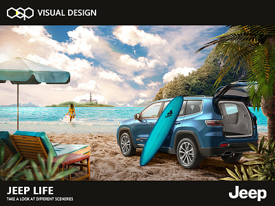 JEEP LIFE banner car digital art jeep poster scenery synthesis visual visual design