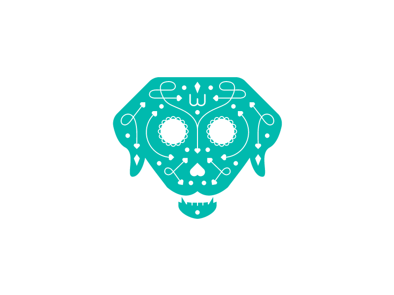 Laboratory dog flat color illustration labrador sugar skull